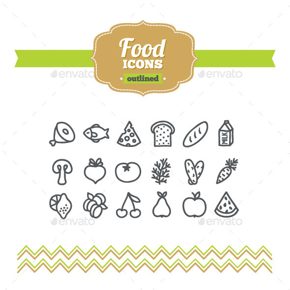 Hand Drawn Food Icons - Food Objects