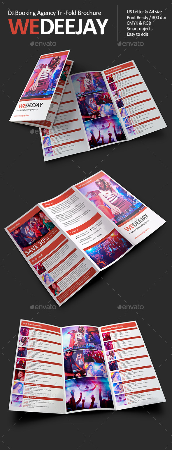 WeDeeJay DJ Booking Agency Tri-Fold Brochure