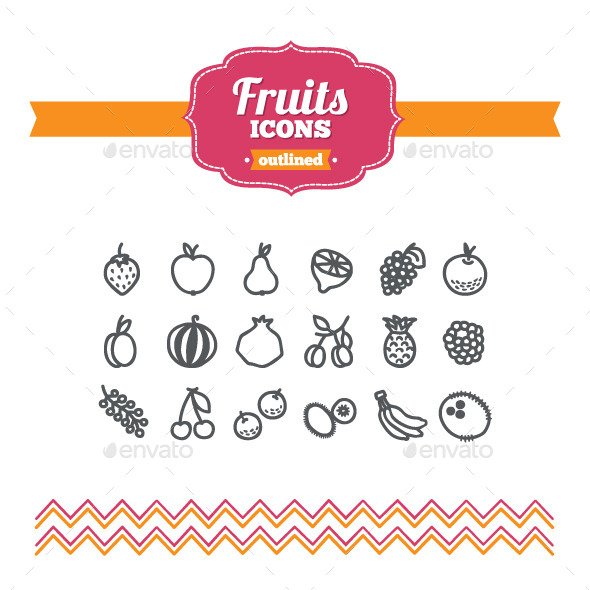Hand Drawn Fruits Icons - Food Objects