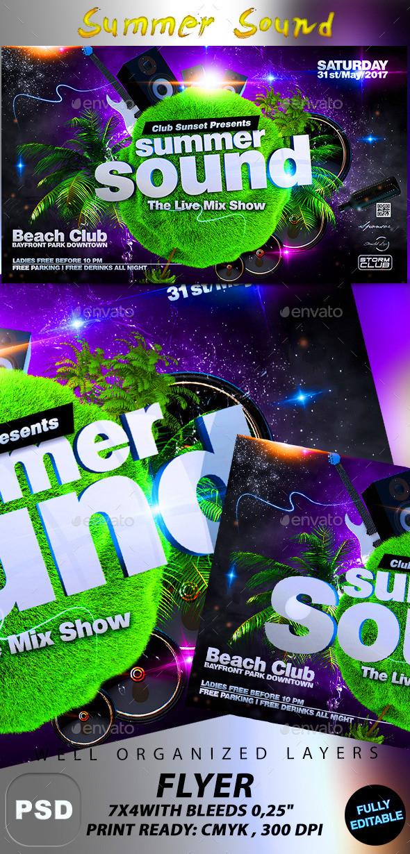 Summer Sound Party Flyer - Events Flyers