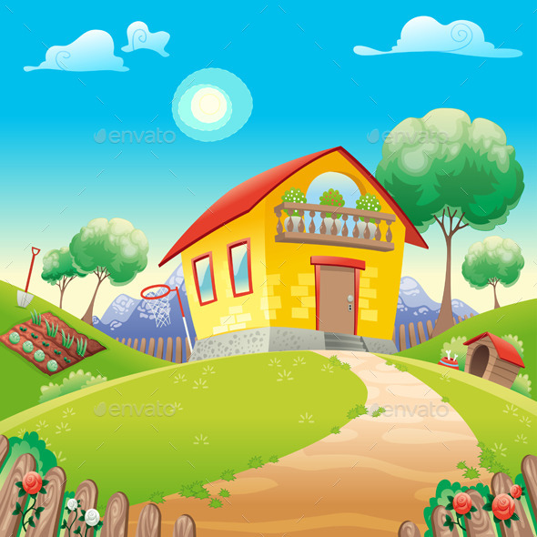 House with Garden on the Countryside - Landscapes Nature