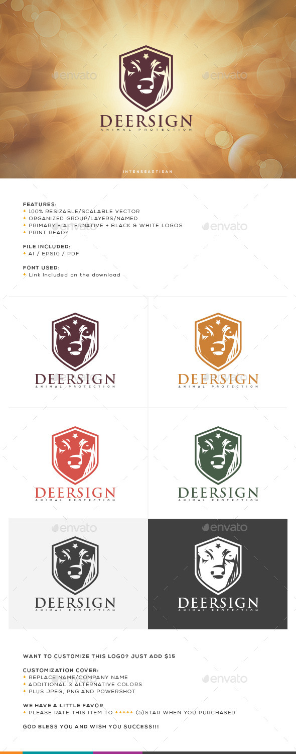 Deer Sign Logo Template - Animals Logo Templates