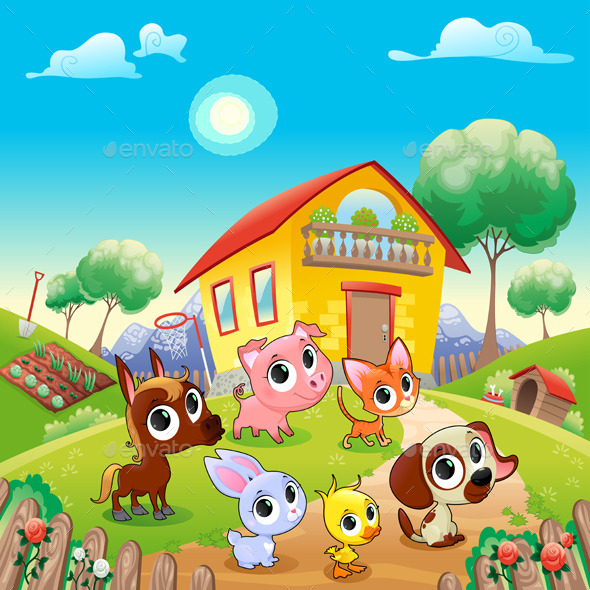 Farm Animals in the Garden - Animals Characters