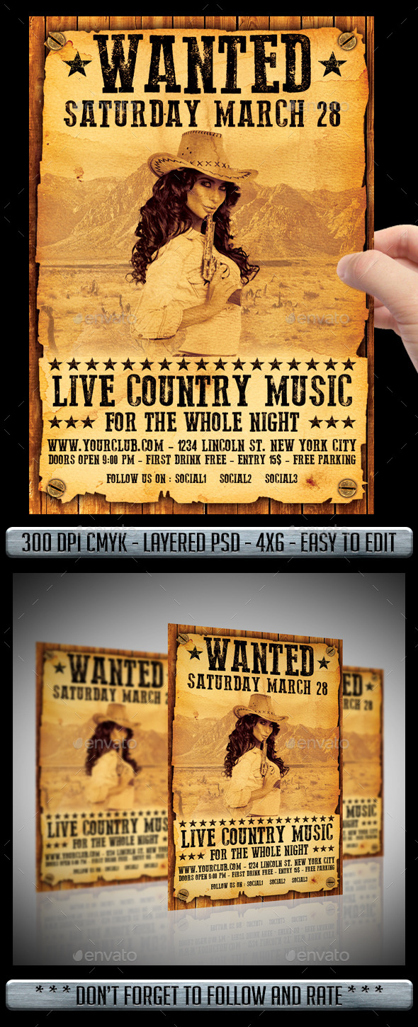 Country / Wanted Flyer - Events Flyers