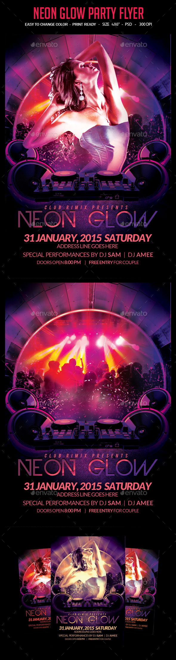 Neon Glow Party Flyer - Clubs & Parties Events