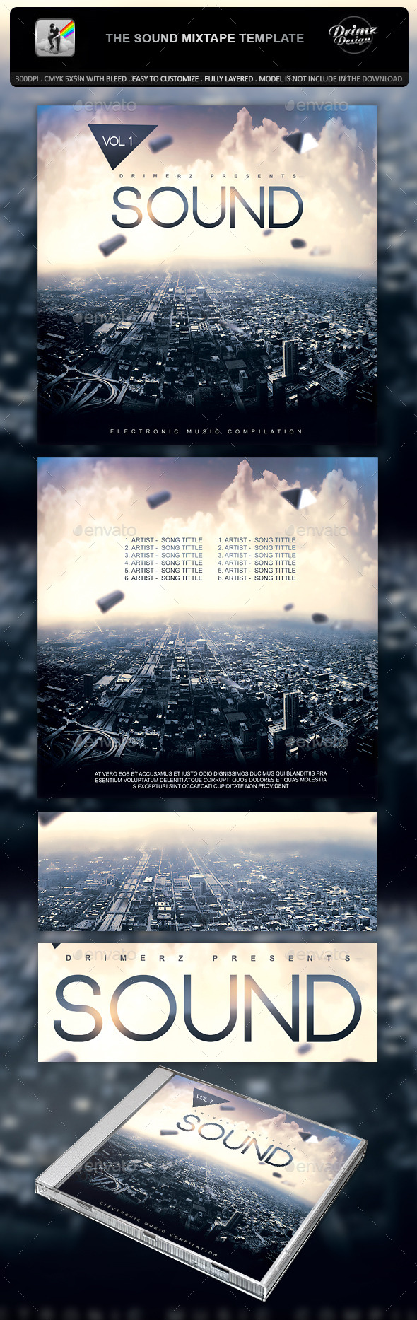 The Sound Mixtape Template - CD & DVD Artwork Print Templates