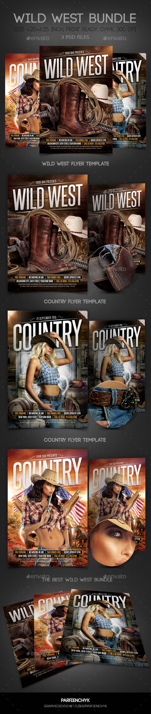 Wild West Flyers Bundle - Clubs & Parties Events
