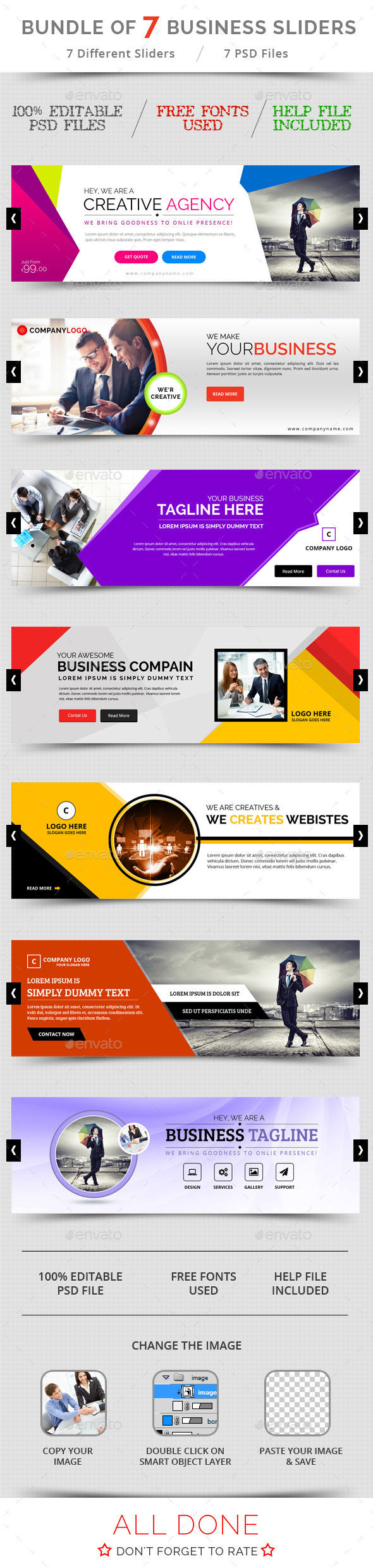 Bundle of 7 Business Sliders - Sliders & Features Web Elements