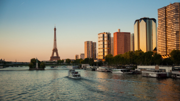 Sunset over Paris Eiffel Tower