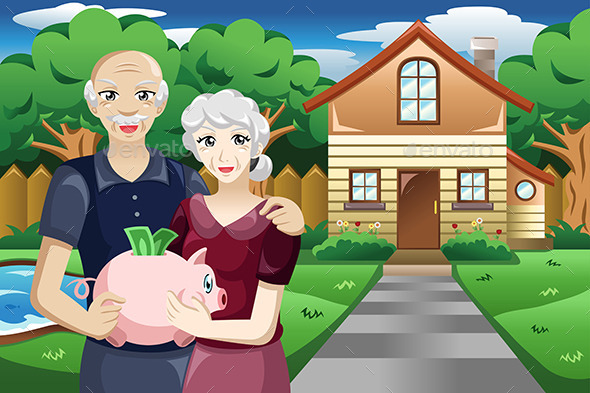 Retired People with Their Savings - People Characters