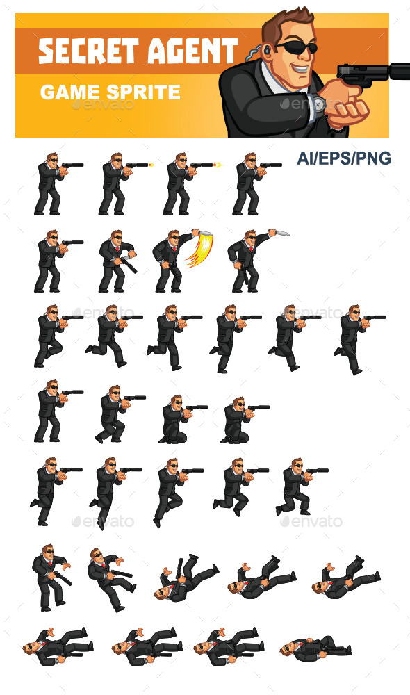 Secret Agent Game Sprite - Sprites Game Assets