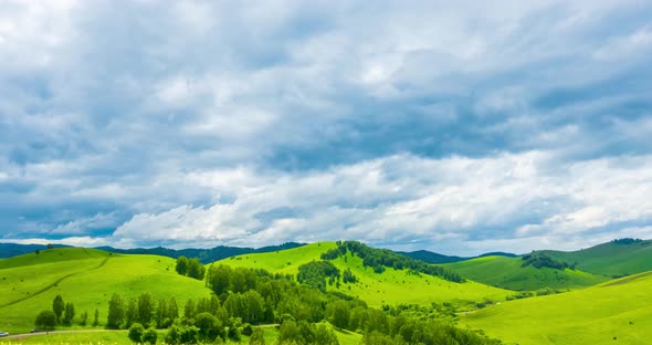 Mountain Meadow Timelapse at the Summer or Autumn Time alt