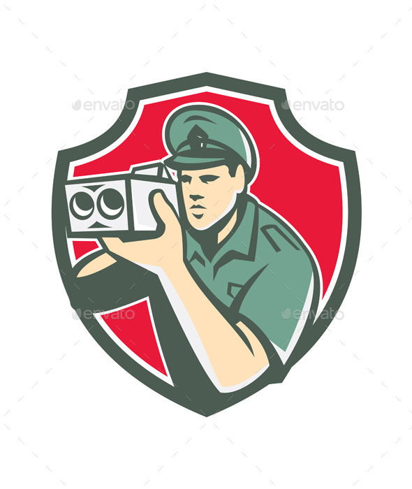 Policeman Speed Camera Shield Retro - People Characters