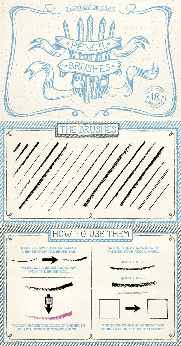 Pencil Brushes - Brushes Illustrator