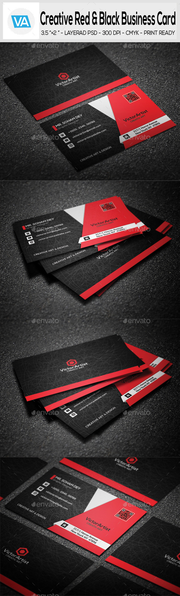 Creative Red & Black Business Card With Ibm Business Card Template