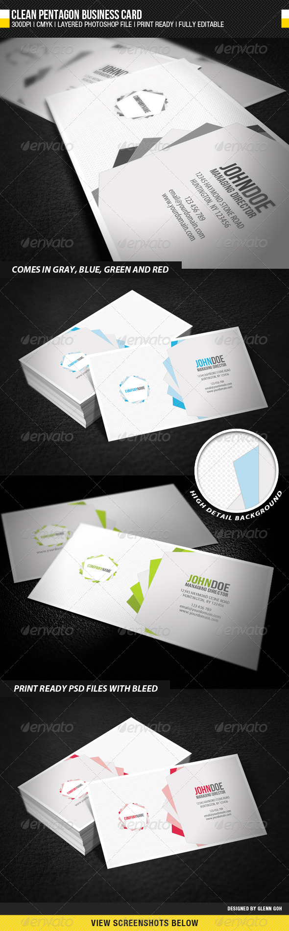 Clean Pentagon Business Card - Creative Business Cards