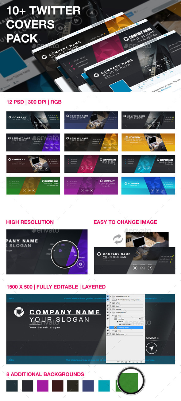 10+ Twitter Covers Pack - Twitter Social Media