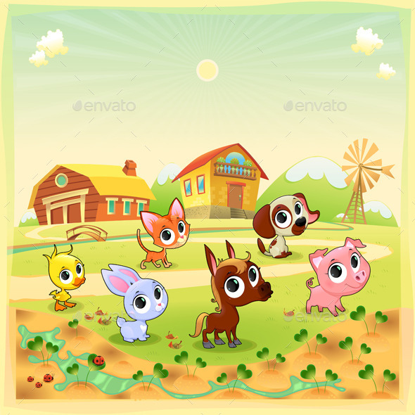 Farm Animals in the Garden - Animals Characters