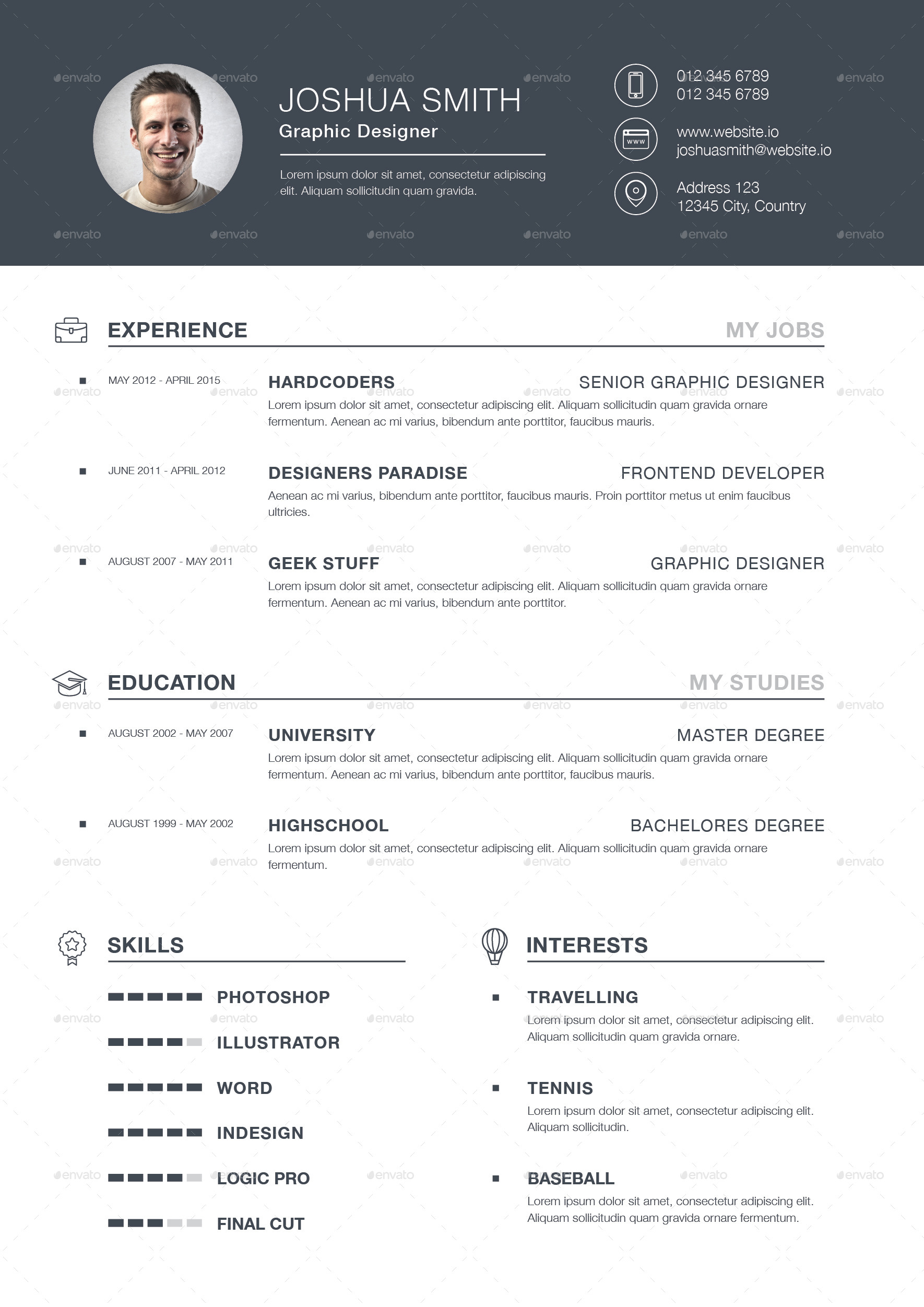 3-Piece Resume / CV, Print Templates | GraphicRiver