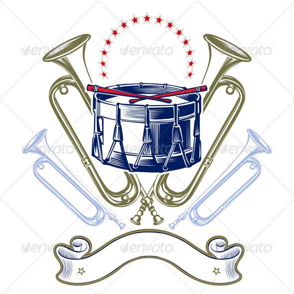 Music Jazz Band Emblem In Retro Engraving Style