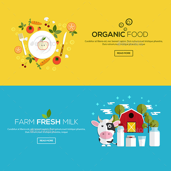 Flat Designed Banners - Organic Objects Objects