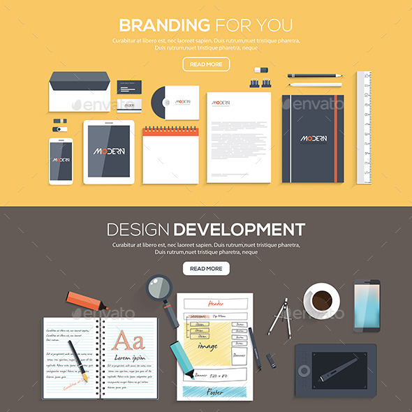 Flat Designed Banners - Backgrounds Business