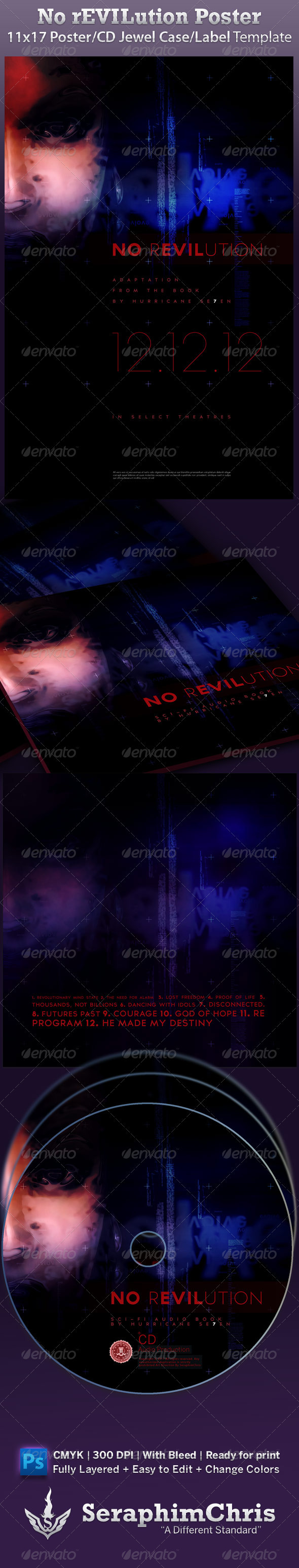 No Revolution Poster and CD Jewel Case Template - Miscellaneous Print Templates