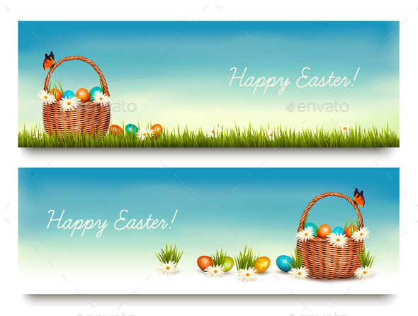 Two Happy Easter Banners - Seasons/Holidays Conceptual