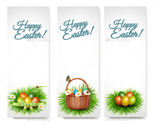 Three Happy Easter Banners - Seasons/Holidays Conceptual