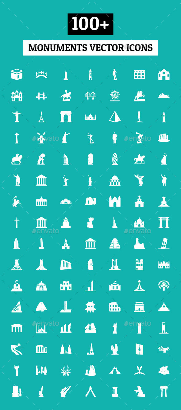 100+ Monuments Vector Icons - Buildings Objects