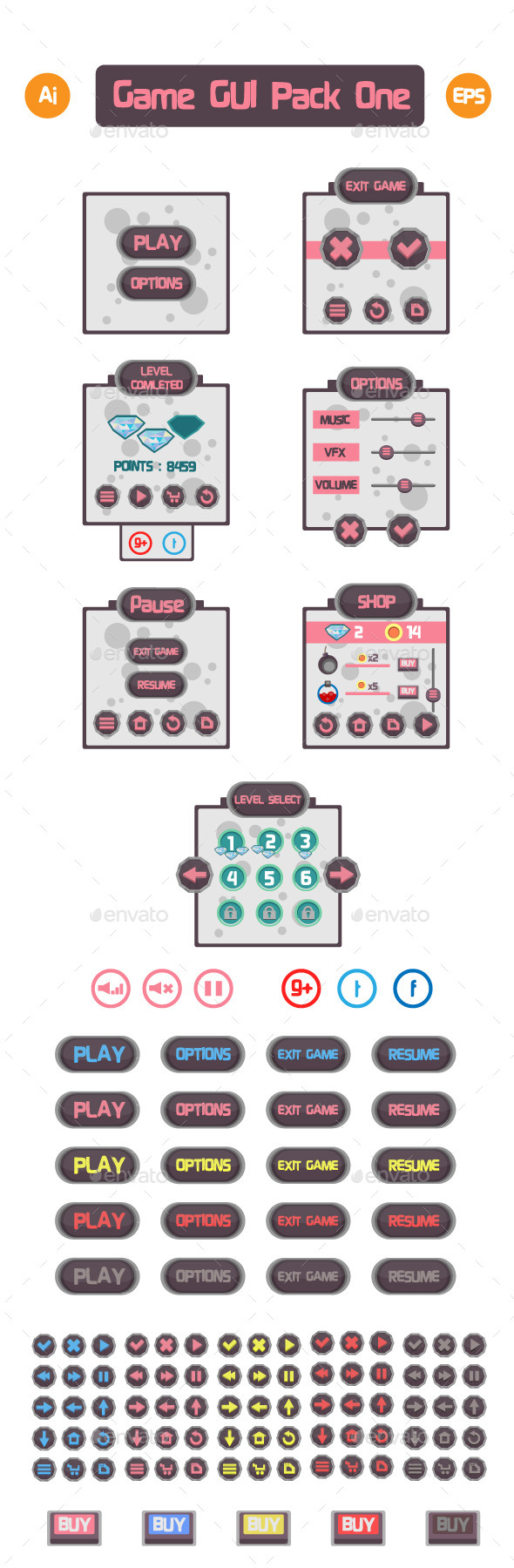 Game Gui Pack One - User Interfaces Game Assets