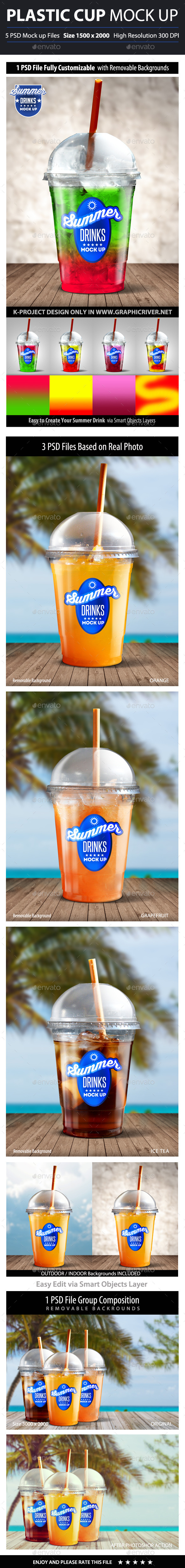 Summer Drinks Plastic Cup Mock Up - Product Mock-Ups Graphics