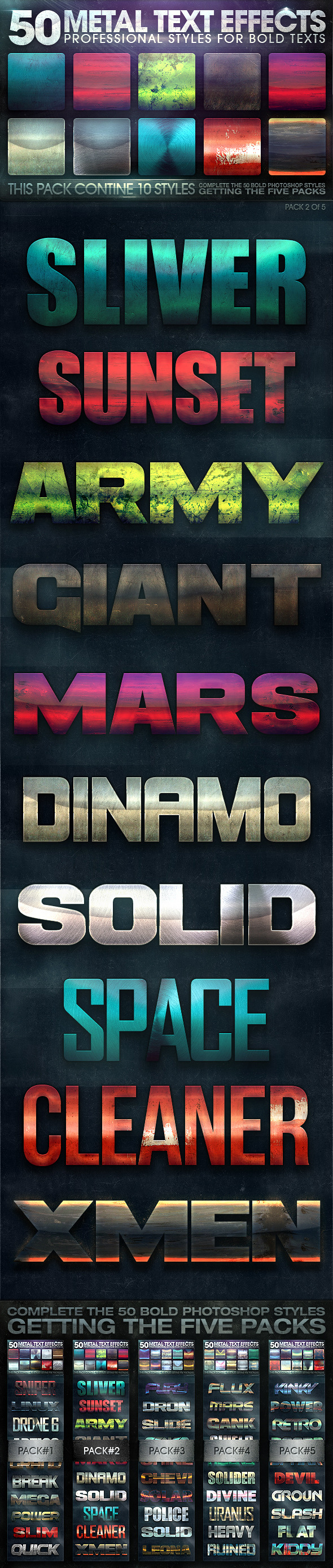 50 Metal Text Effects 2 of 5 - Text Effects Styles