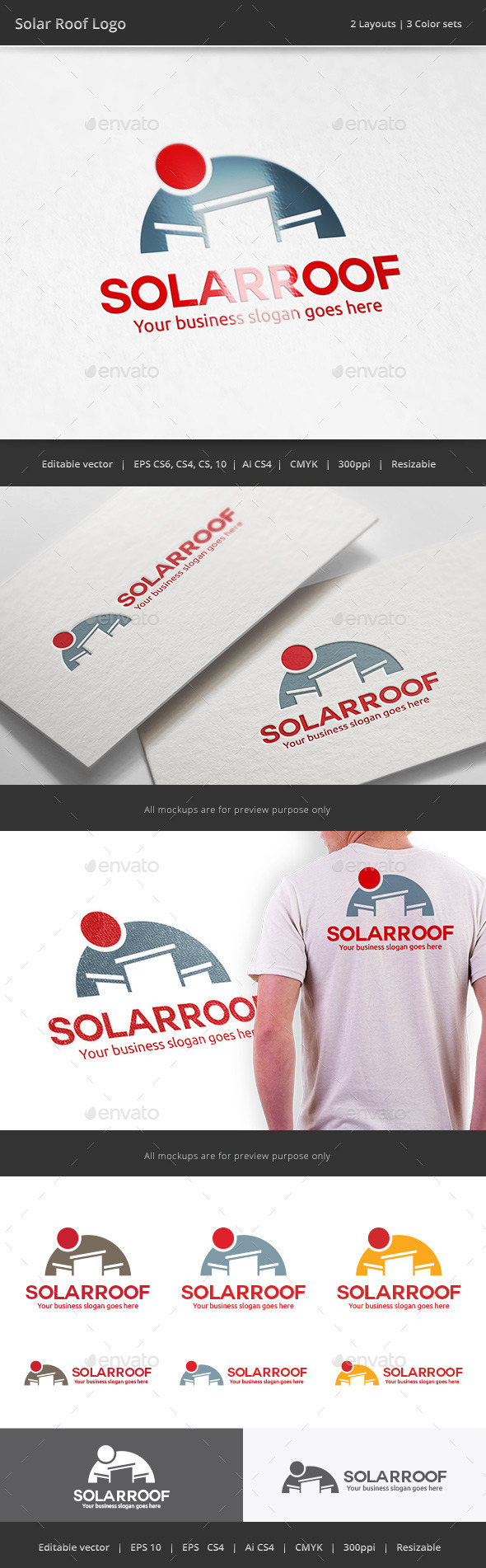 Solar Cell Roof Logo - Objects Logo Templates