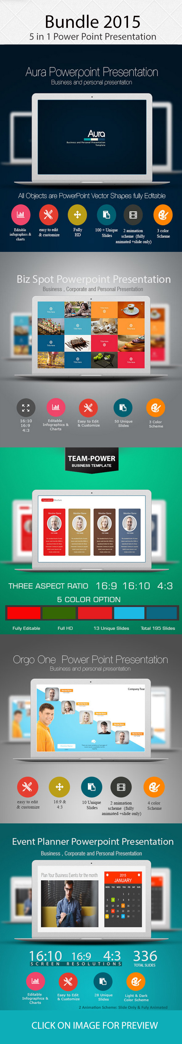 Bundle 2015, 5 in 1 Power Point Presentation - PowerPoint Templates Presentation Templates