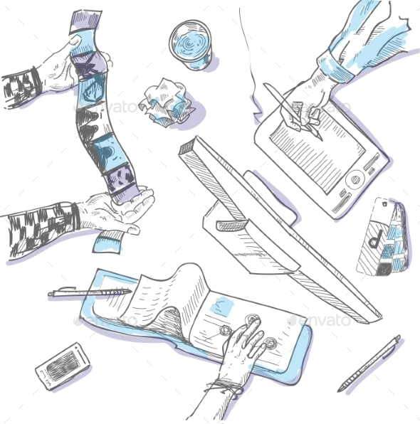 Teamwork Concept - Computers Technology