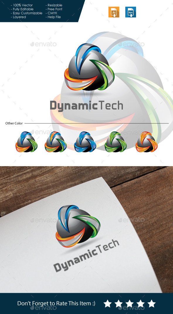 Dynamic Tech - 3D Logo - 3d Abstract