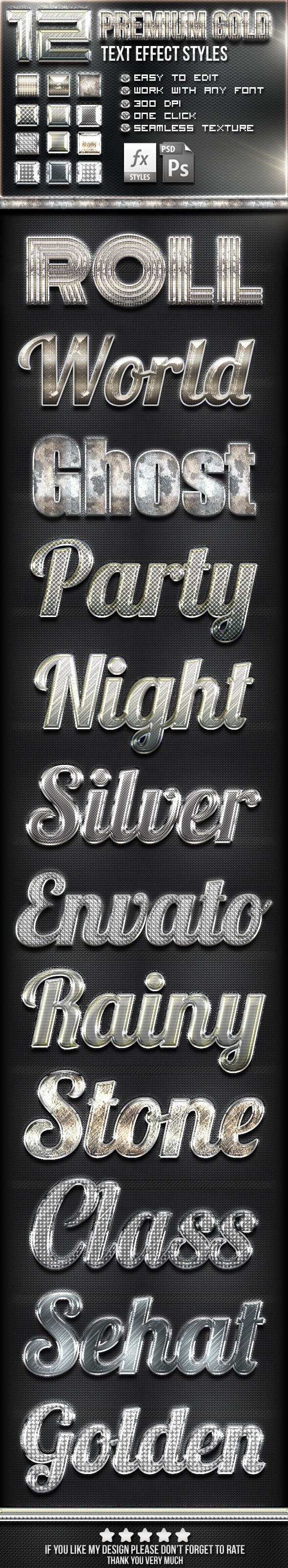12 Silver Photoshop Text Effect Styles - Text Effects Styles