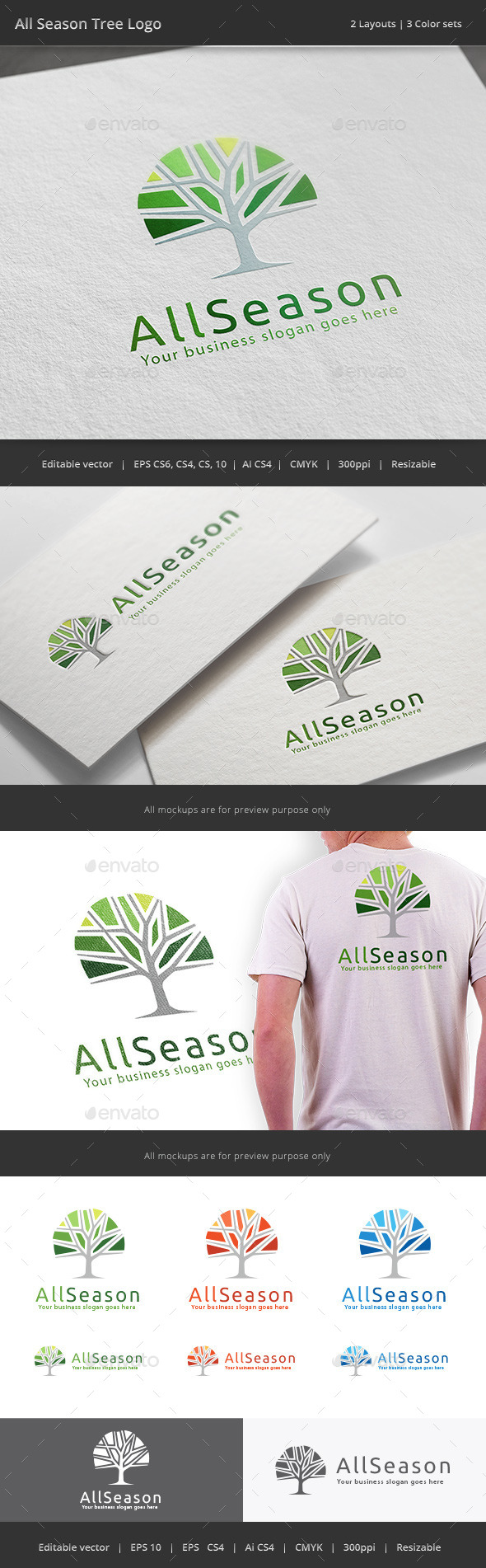 All Season Tree Logo - Nature Logo Templates