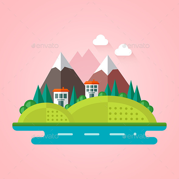 Landscape Flat Icon - Landscapes Nature