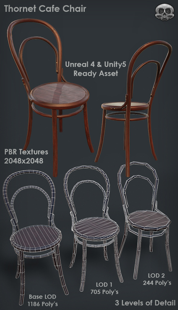 Thornet Cafe Chair - 3DOcean Item for Sale