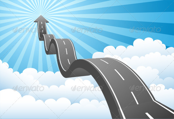 Arrow Road Through the Clouds - Business Backgrounds
