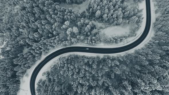 Aerial Winding Road in Winter alt