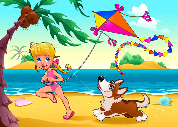 Girl and Dog on the Beach - Sports/Activity Conceptual