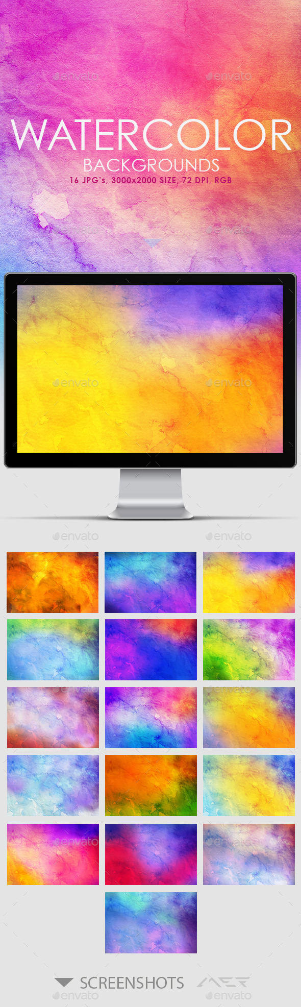 16 Watercolor Backgrounds - Abstract Backgrounds