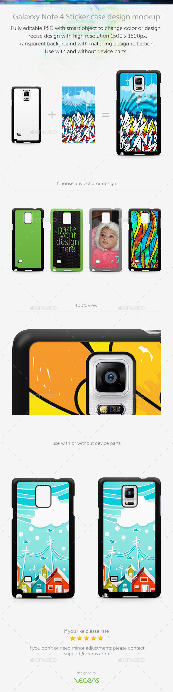 Galaxxy Note 4 Sticker Case Design Mockup - Displays Product Mock-Ups
