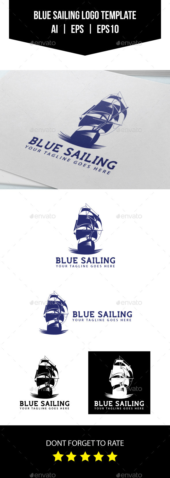 Blue Sailing Logo Template - Objects Logo Templates