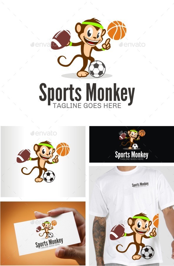 Sports Monkey - Animals Logo Templates