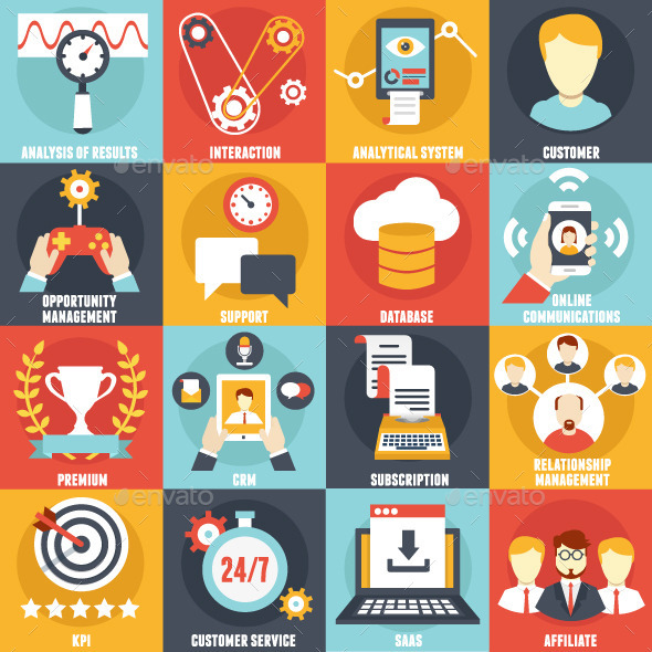 Set of Customer Relationship Management Icons by enotmaks | GraphicRiver