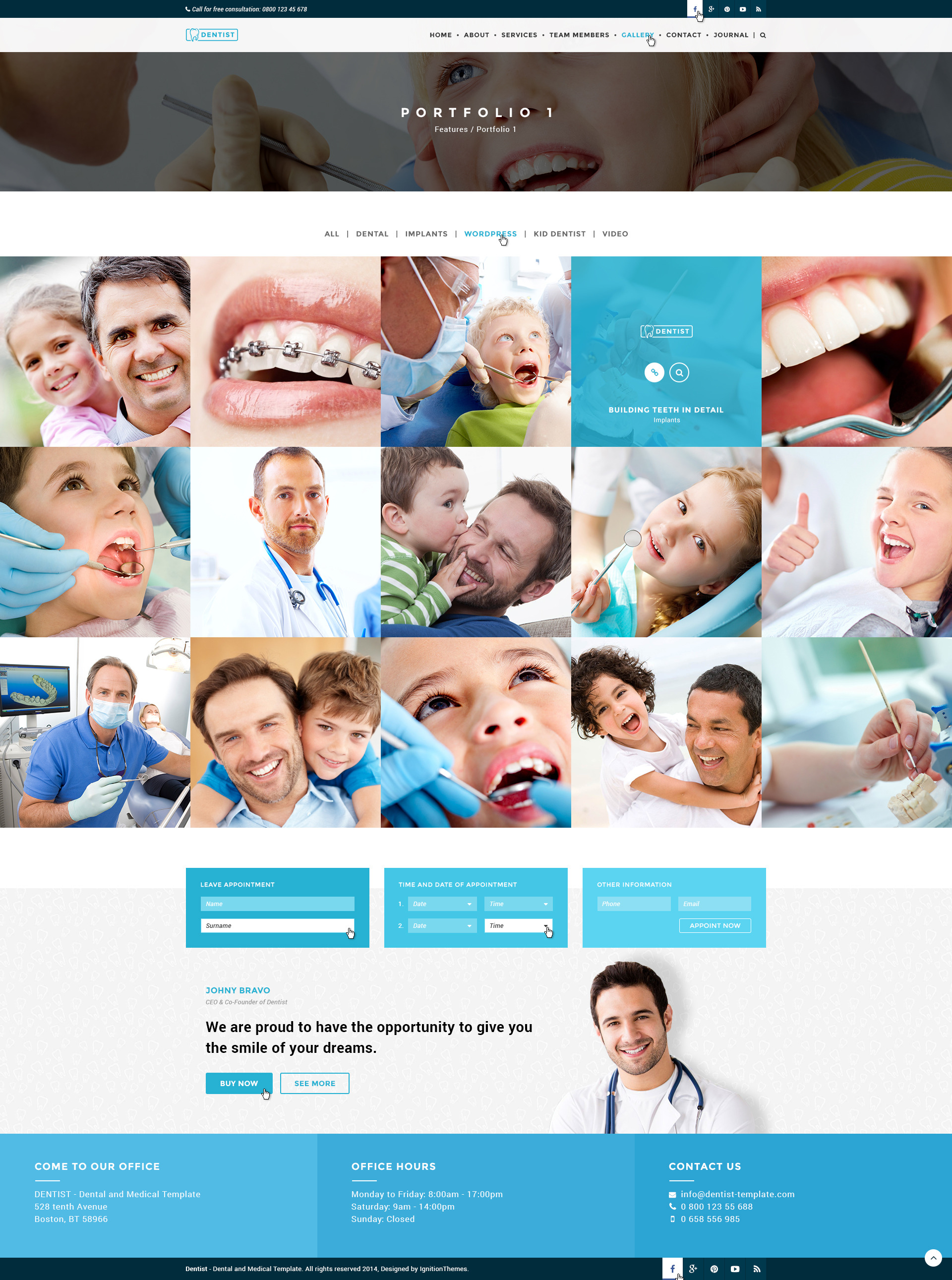 Dentist - Dental & Medical One Page PSD Template
